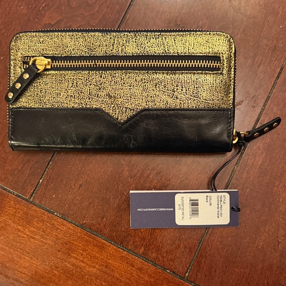 Rebecca Minkoff Metallic Gold and Black Continental Zip Wallet - Picture 3 of 7